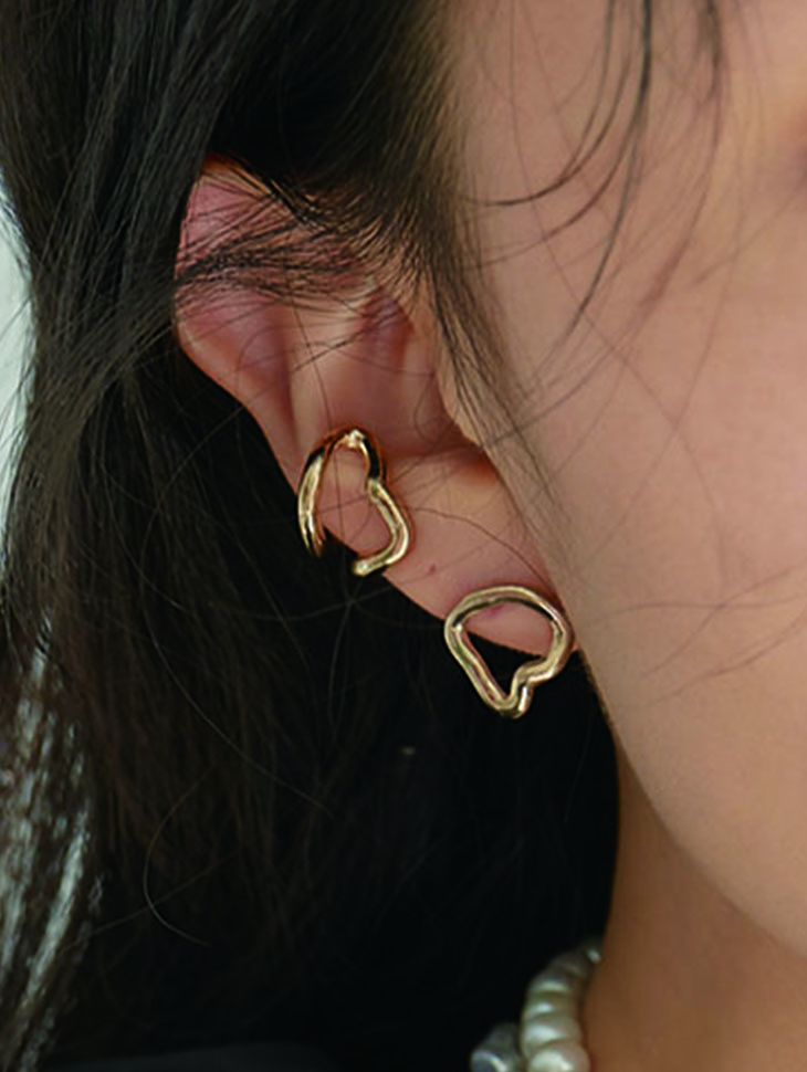 [モノNOR型ウェア] Connection Irregular Earring（Silver、Gold）韓国